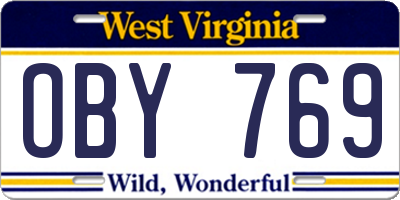 WV license plate OBY769