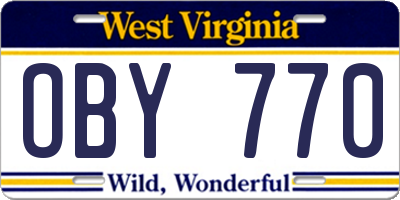 WV license plate OBY770