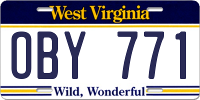 WV license plate OBY771