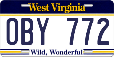 WV license plate OBY772