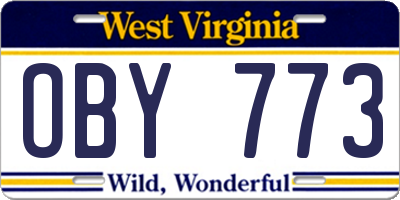 WV license plate OBY773