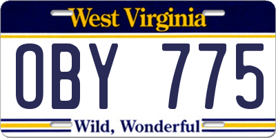 WV license plate OBY775