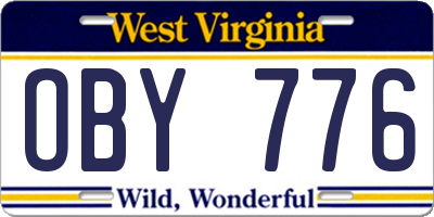 WV license plate OBY776