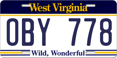 WV license plate OBY778