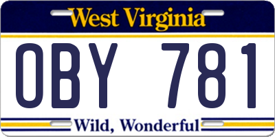 WV license plate OBY781