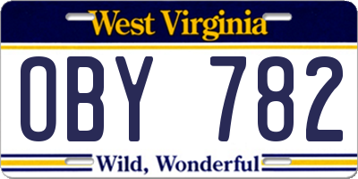 WV license plate OBY782