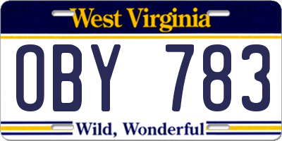 WV license plate OBY783