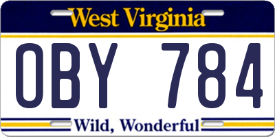 WV license plate OBY784