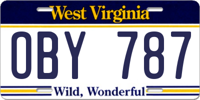 WV license plate OBY787