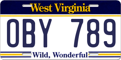 WV license plate OBY789