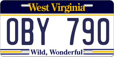 WV license plate OBY790