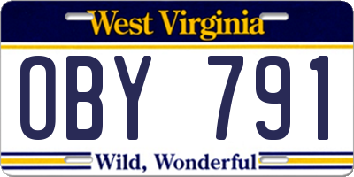 WV license plate OBY791