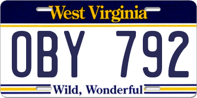 WV license plate OBY792