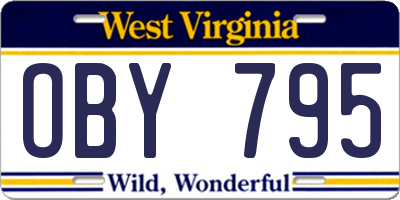 WV license plate OBY795