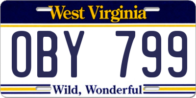 WV license plate OBY799