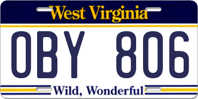 WV license plate OBY806