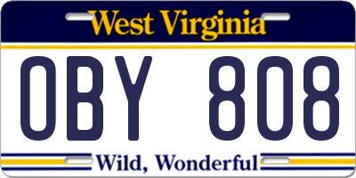 WV license plate OBY808
