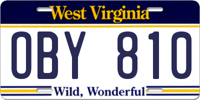 WV license plate OBY810
