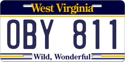 WV license plate OBY811