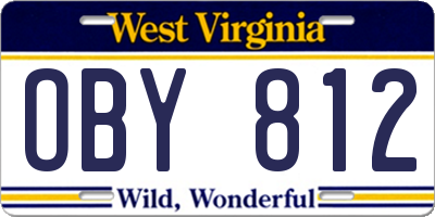 WV license plate OBY812