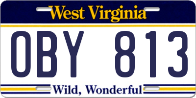 WV license plate OBY813