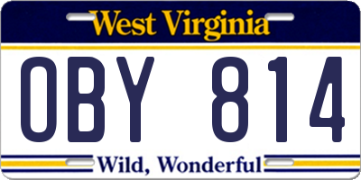 WV license plate OBY814