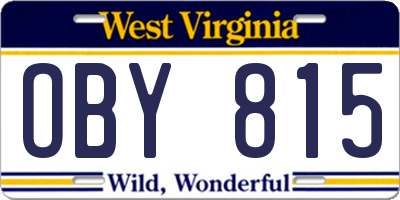 WV license plate OBY815