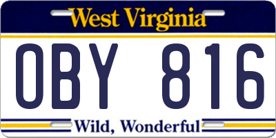 WV license plate OBY816