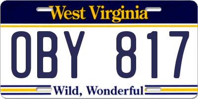 WV license plate OBY817