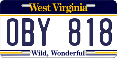 WV license plate OBY818