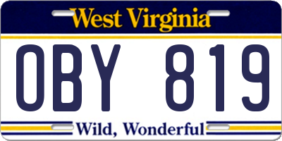 WV license plate OBY819