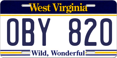 WV license plate OBY820