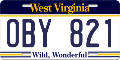 WV license plate OBY821