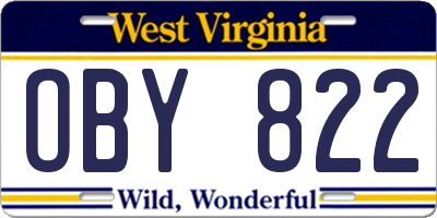 WV license plate OBY822