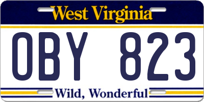 WV license plate OBY823