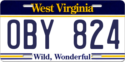 WV license plate OBY824