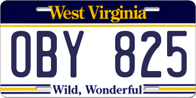 WV license plate OBY825