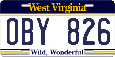 WV license plate OBY826