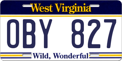 WV license plate OBY827