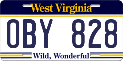 WV license plate OBY828