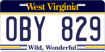 WV license plate OBY829