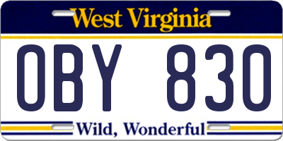 WV license plate OBY830