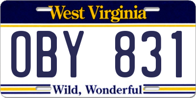 WV license plate OBY831