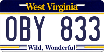 WV license plate OBY833