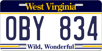 WV license plate OBY834