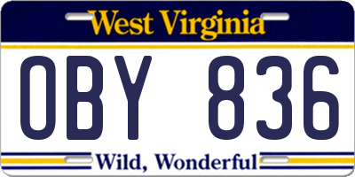 WV license plate OBY836