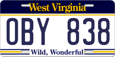 WV license plate OBY838