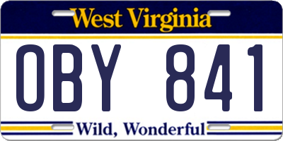WV license plate OBY841