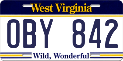 WV license plate OBY842