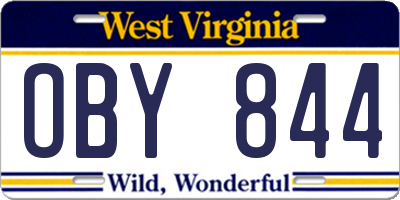 WV license plate OBY844